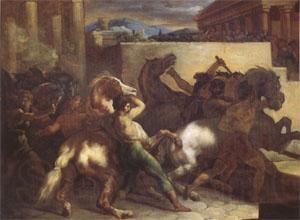 Theodore   Gericault Race of Wild Horses at Rome (mk05) Germany oil painting art